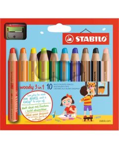 STABILO Woody Colouring Pencils Pack of 10 and Sharpener