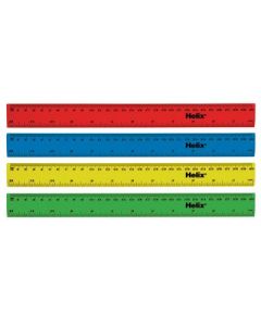 300mm Shatter Resistant Ruler Assorted Colours Pack 100