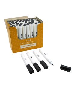 KCS Drywipe Markers Bullet Tip Black Box of 50