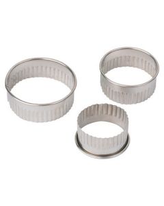 Crinkled Edge Pastry Cutters Silver Pack of 3