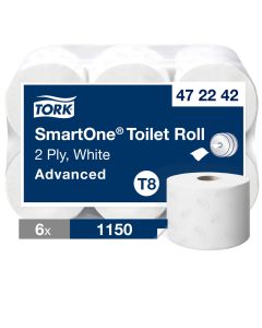 Tork SmartOneÂ® 2 Toilet Roll White 2 Ply 1150 Sheets Pack of 6