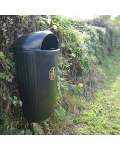 Post Mounted Hooded Litter Bin 50 Litres Black