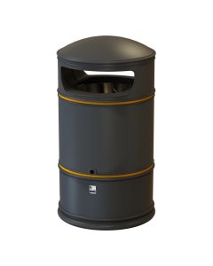 Heritage Round Hooded Litter Bin 100 Litres Black