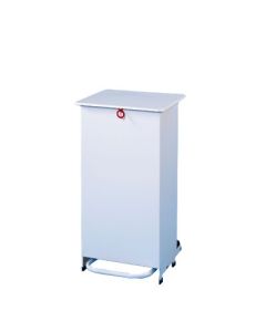 Enclosed Steel Mobile Bin White 80 Litres