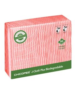 Biodegradable Chicopee J-Cloth Plus Red Pack of 50