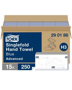 Tork Soft Singlefold Interleaved Hand Towels Blue 2 Ply Case of 3750