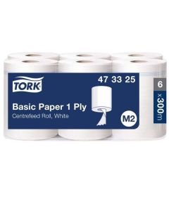 Tork Centrefeed Rolls 1 Ply White Case of 6 L300m