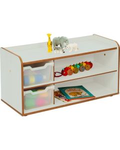 2 Tray Unit with Shelves & Clear Trays Grey