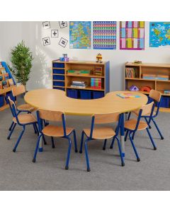 Milan Height Adjustable Group Table 6 Seater Blue