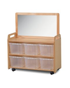 Mobile Unit with Top Mirror Add-on and 6 Clear Tubs