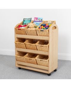 Wild Wood Tilt Tilt Tote Storage Trolley 9 Baskets Maple