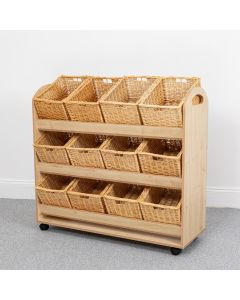 Wild Wood Tilt Tilt Tote Storage Trolley 12 Baskets Maple