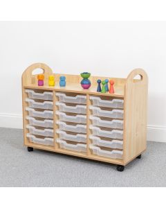 Wild Wood Tray Storage 18 Shallow Clear Trays