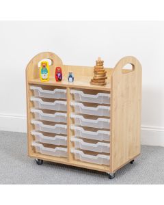 Wild Wood Tray Storage 12 Shallow Clear Trays