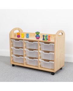 Wild Wood Tray Storage 9 Deep Clear Trays