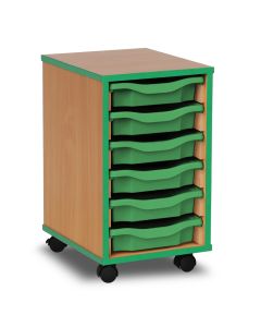 6 Single Coloured Edge Tray Unit Beech Green Trays