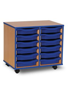 12 Single Coloured Edge Tray Unit Beech Green Trays