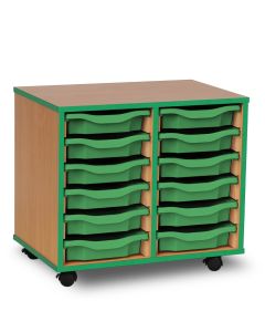 12 Single Coloured EdgeTray Unit Beech Green Trays