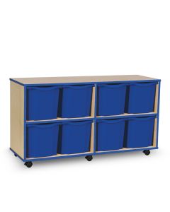 8 Quad Coloured Edge Tray Unit Maple Blue Trays