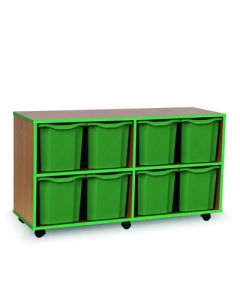 8 Quad Coloured Edge Tray Unit Beech Green Trays