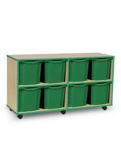 8 Quad Coloured Edge Tray Unit Maple Green Trays