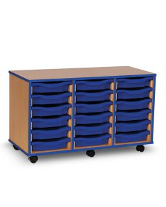 18 Single Tray Unit Beech Blue Edge Blue Trays