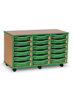 18 Single Tray Unit Beech Green Edge Green Trays