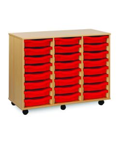 24 Single Tray Unit Beech Red Trays