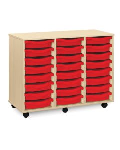 24 Single Tray Unit Maple Red Trays