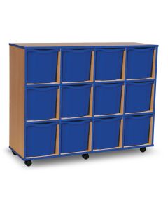 12 Quad Tray Coloured Edge Unit Beech Blue Trays