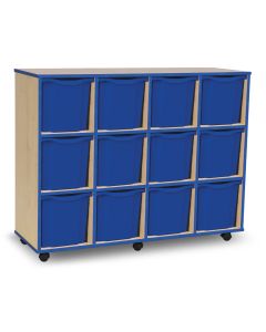 12 Quad Tray Coloured Edge Unit Maple Blue Trays