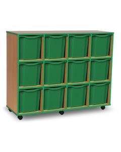 12 Quad Tray Coloured Edge Unit Beech Green Trays