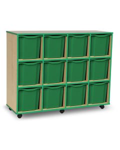 12 Quad Tray Coloured Edge Unit Maple Green Trays