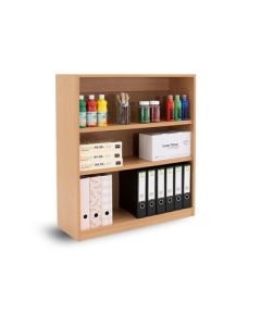 Open Bookcase 1 Fixed 2 Adjustable Shelves H1000mm Beech