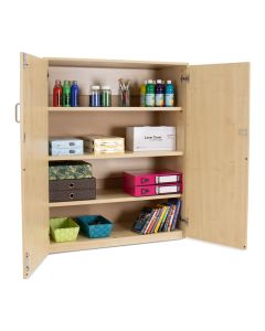 Cupboard 1 Fixed 2 Adjustable Shelves with Doors H1268mm Maple