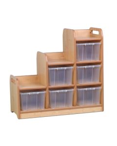 Stepped Storage Right Hand Unit with Clear Tubs