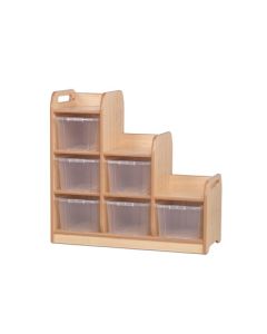Stepped Storage Left Hand Unit with Clear Tubs