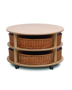 Double Tier Mobile Circular Storage Unit with Baskets