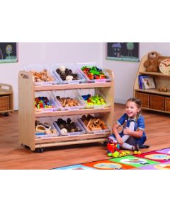 Tilt Tote Storage with 9 Clear Tubs