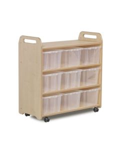 Mobile Shelf with Mirror Back and 9 Clear Tubs