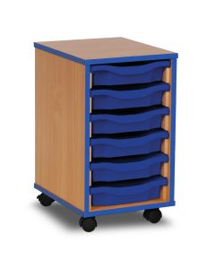 6 Single Coloured Edge Tray Unit Beech Blue Trays