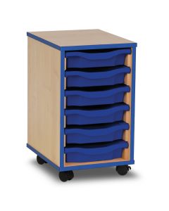6 Single Coloured Edge Tray Unit Maple Blue Trays