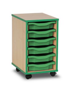 6 Single Coloured Edge Tray Unit Maple Green Trays