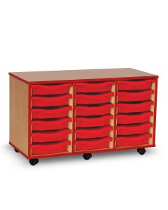 18 Single Tray Unit Beech Red Edge Red Trays