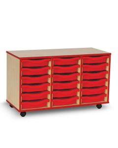 18 Single Coloured Edge Tray Unit Maple Red Trays