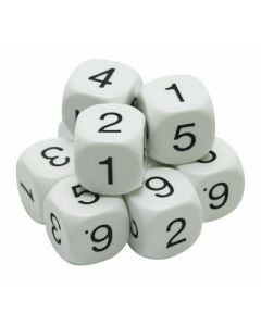 Number Dice Numbered 1-6 White/Black Pack 10