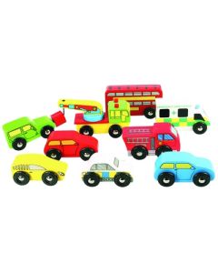 Wooden Vehicles Pack of 9