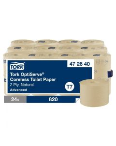 Tork Natural Coreless Mid-Size 2 Ply Toilet Rolls Pack of 24