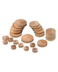 Assorted Wooden Pulleys Natural Pack 30 - 4mm hole