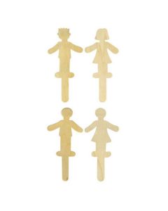 Wooden Jumbo People Sticks Natural Pack of 12